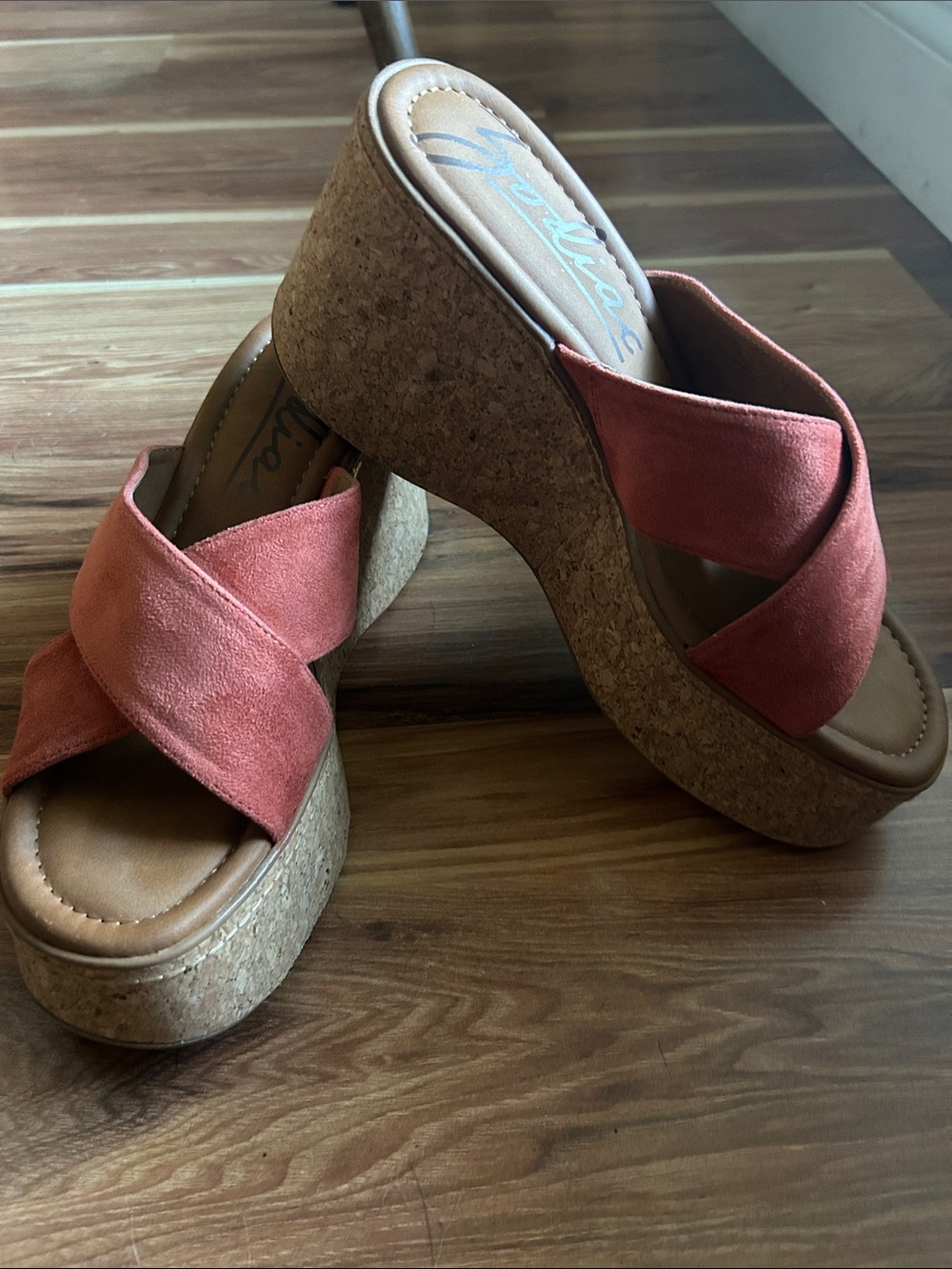 Zodiac Rust Suede Cork Platform Slides